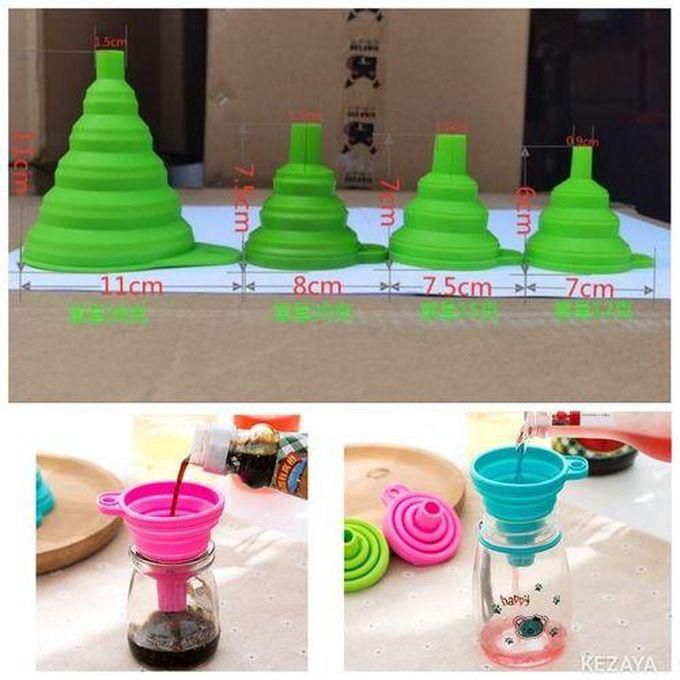 4 Pieces Of Kitchen Foldable Silicone Collapsible Funnel