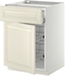 METOD / MAXIMERA Base cab f hob/drawer/2 wire bskts - white/Bodbyn off-white 60x60 cm