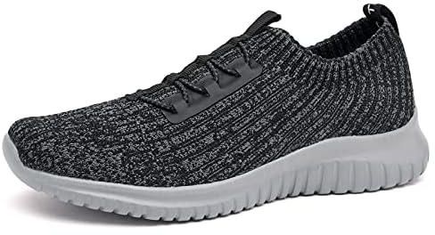 konhill Women's Comfortable Walking Shoes - Tennis Athletic Casual Slip on Sneakers, 2122 Dark Grey/Grey, 8