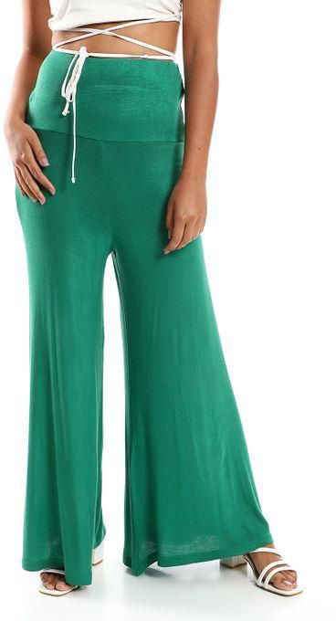 Kady Solid Pattern Flare Fit Pants - Green