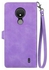 HuHa Case Cover Compatible For Nokia C21 Embossed Flower Zipper Leather Phone Case Purple