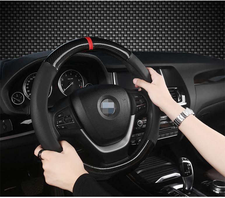 Red Line Carbon Fiber Universal Steering Wheel Cover