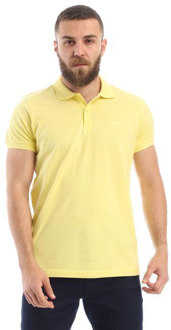 Ted Marchel Short Sleeves Yellow Buttoned Neck Polo Shirt