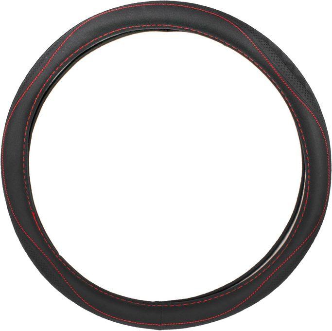 Leather Steering Wheel Cover - Black And Red