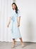 Casual Short Sleeve Long Evening Maxi Knit Dress With Front Tie Bow 103 Lite Aqua