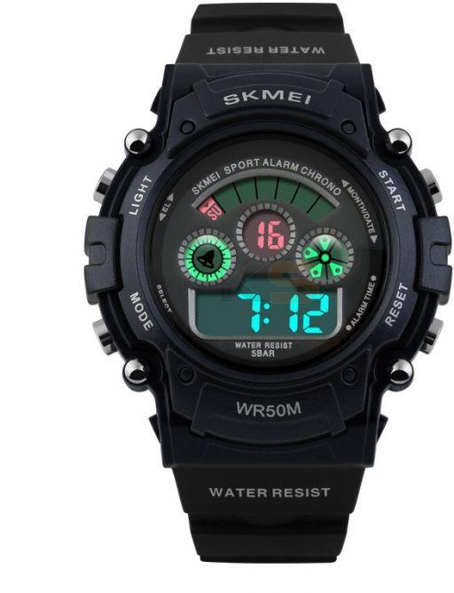 SKMEI 1079 Unisex LED Digital Military Watch Alarm Day Date Stopwatch for Sports 50m Waterproof-Black