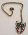 Gold Plated Alloy Acrylic Owl Pendant Necklace