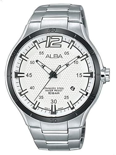 Alba Watch for Men, Quartz Movement, Analog Display, Silver Stainless Steel Strap-As9A77X