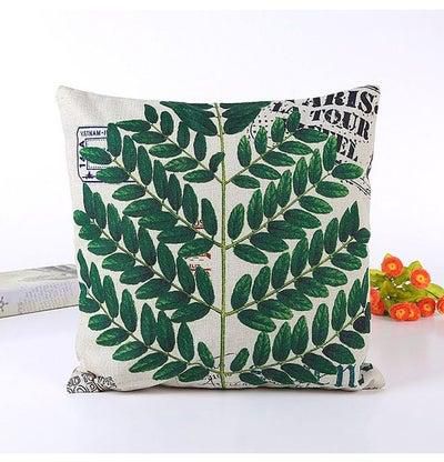 Natural Green Leaves Pattern Cushion Cover Multicolour 45x45cm