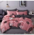 4-Piece Printed Duvet Cover Set Polyester Pink/White/Grey Single