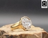 Fashion Stainless Steel Gold Ring W/ Crystal Mesh