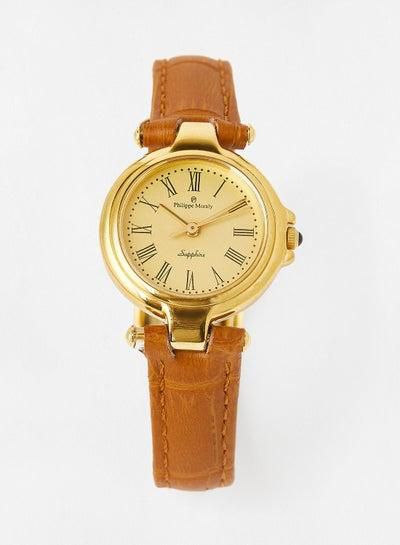 Leather Strap Analog Wrist Watch L6150GG - 24mm - Brown