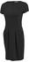 Sunshine Casual O-Neck Short Sleeve Solid Pleated Bud Dress-Black