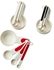 STÄM Set of 4 measuring cups, red, white/black