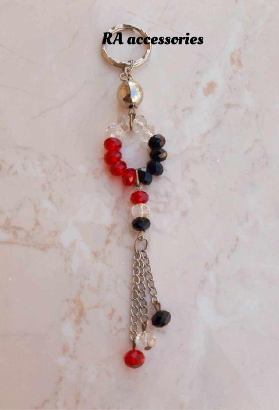 RA accessories سلسلة مفاتيح (ميدالية) من الكريستال الوان (احمر*اسود*فضى)