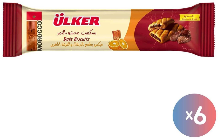 Ulker Biscuits with Dates - Orange and Moroccan Cinnamon Flavour - 4 Biscuits - 6 pieces