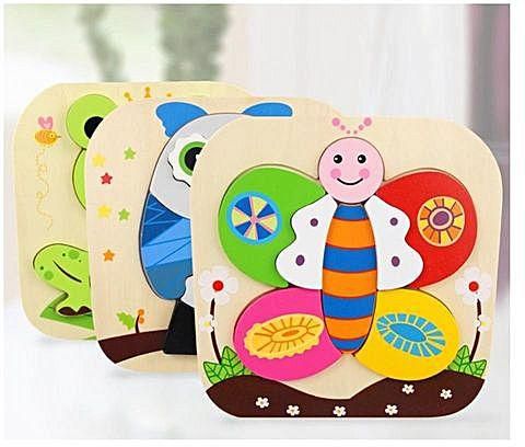 Generic Educational Toy Wooden Animal Puzzle 3D Shape Color Matching Toy For Boys And Girls