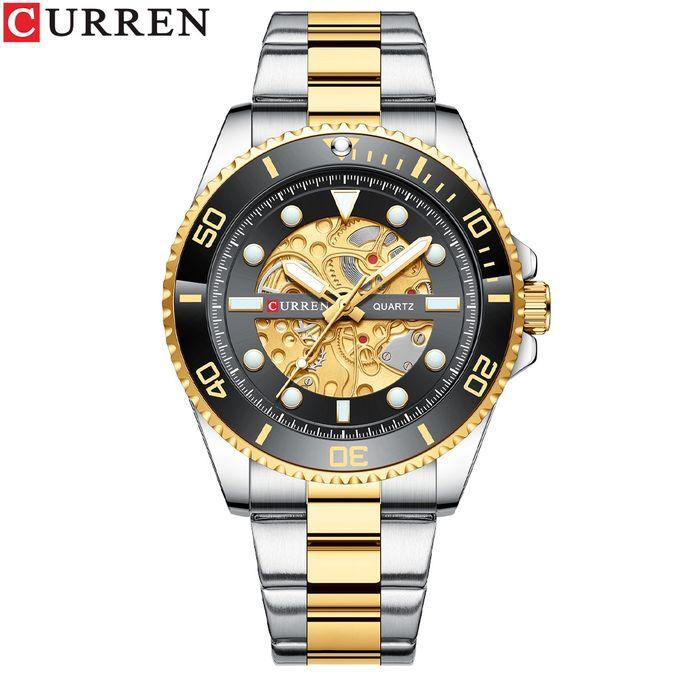 Curren 8412 Silver Gold Black Stainless Steel Analog Watch For Men
