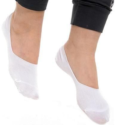 Margoun Unisex No Show Socks with Silicon Heel Grip Non-Slip in White