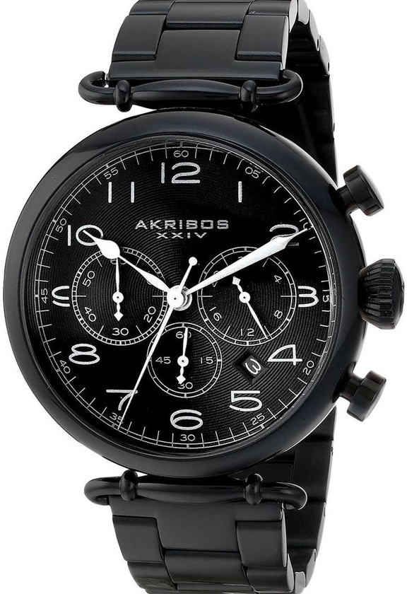 Akribos XXIV Grandiose Men's Black Dial Stainless Steel Band Watch - AK764BK