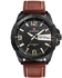 Naviforce 9055 PU Leather Band Waterproof Analog Dail Quartz Men Wrist Watch - Black, Brown