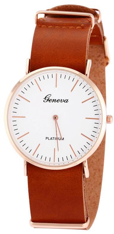 Geneva GLA-WBR Leather Watch - Brown