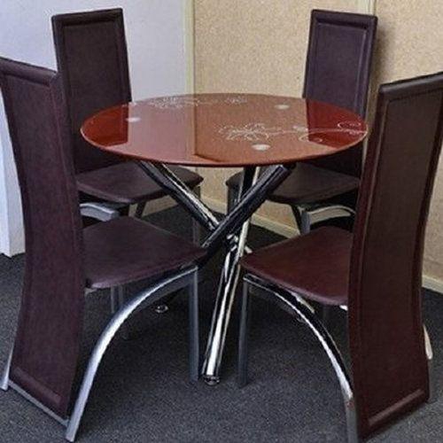 Round Glass Dining Set - Brown (Lagos Delivery Only)