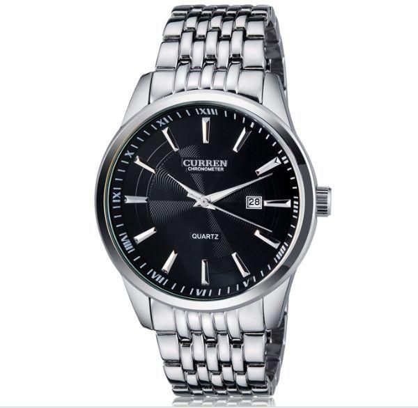 Curren Men's Black Dial Stainless Steel Band Watch [M8052SB]