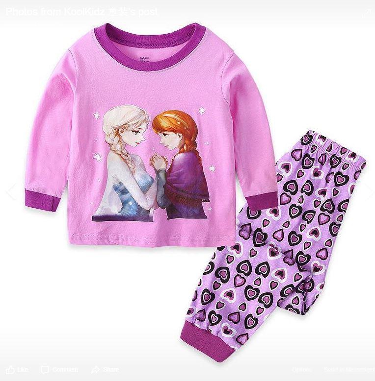 Koolkidzstore Girls Pyjama Frozen Cartoon Printed - 6 Sizes (As Picture)