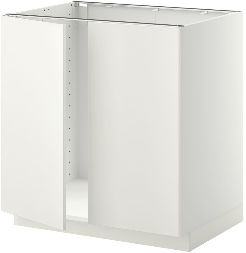 METOD Base cabinet for sink + 2 doors - white/Veddinge white 80x60 cm