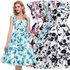 Belle Poque Sleeveless Bandeau Hollow Floral Print Dress Blue and White Size M
