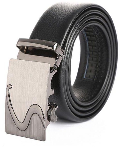 Classy Men Automatic Buckle Leather Belts -Black/Silver