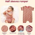 Ola! Otter Organic Cotton Half Sleeve Romper|Bodysuit|Sleepsuit|Onesies For Boy & Girl| Infant|Kids|Baby Pinwheel Parade (0-3M)