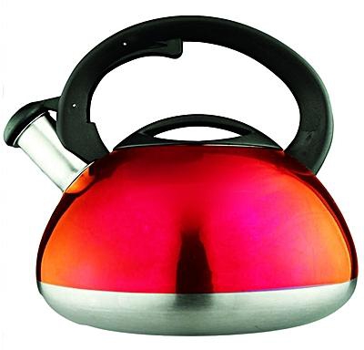 Stainless Steel Whistling Kettle - 3 L - Red