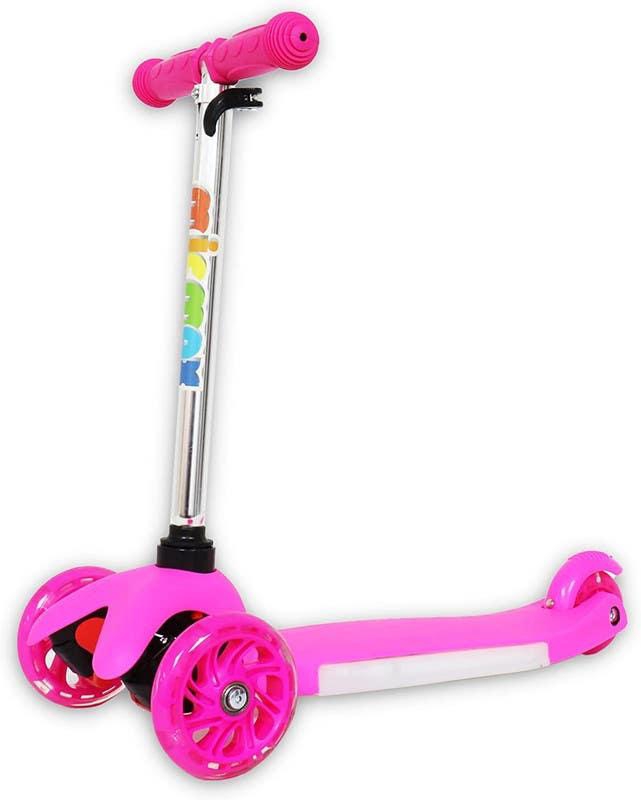 Get Scooter for children, with three flashing wheels - pink with best offers | Raneen.com