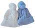 Knitted Baby Cap With Rope -  Blue & White