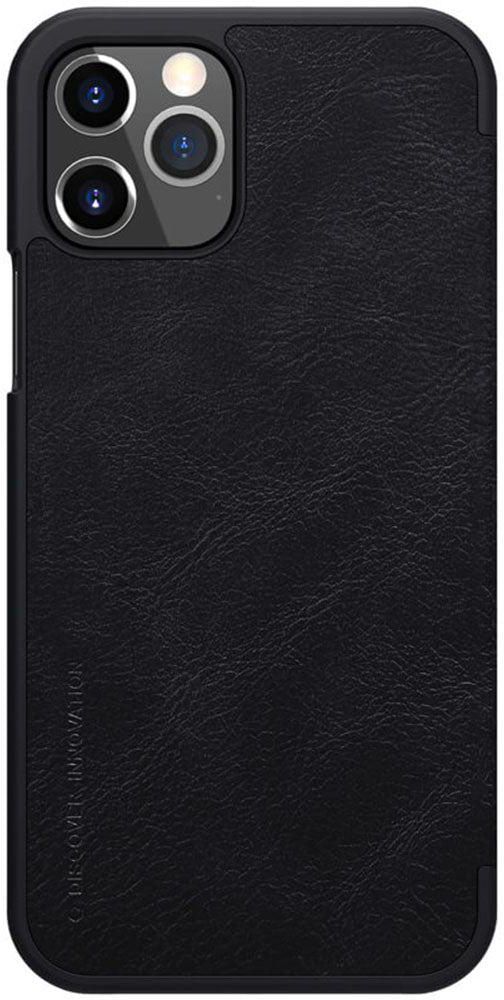 Nillkin Case for Apple iPhone 12 / iPhone 12 Pro, Qin Leather Series [With Card Holder] Stylish Cover Durable Slim PU Leather Flip Wallet Case - Black