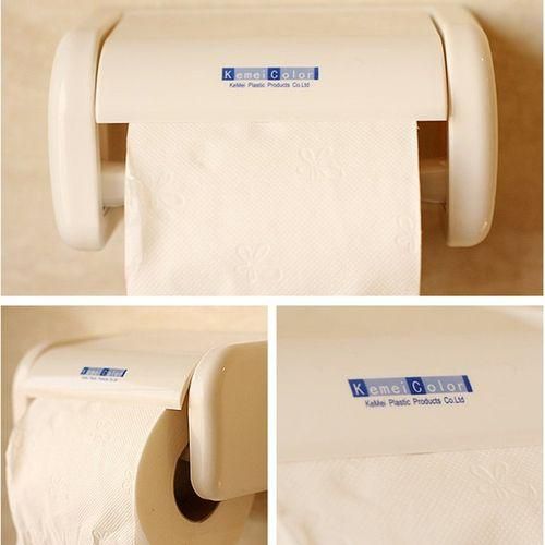 Generic Home-Sucker Type Rolled Tissue Bathroom Toilet Roll Paper Towel Rack Plastic Holder*Beige