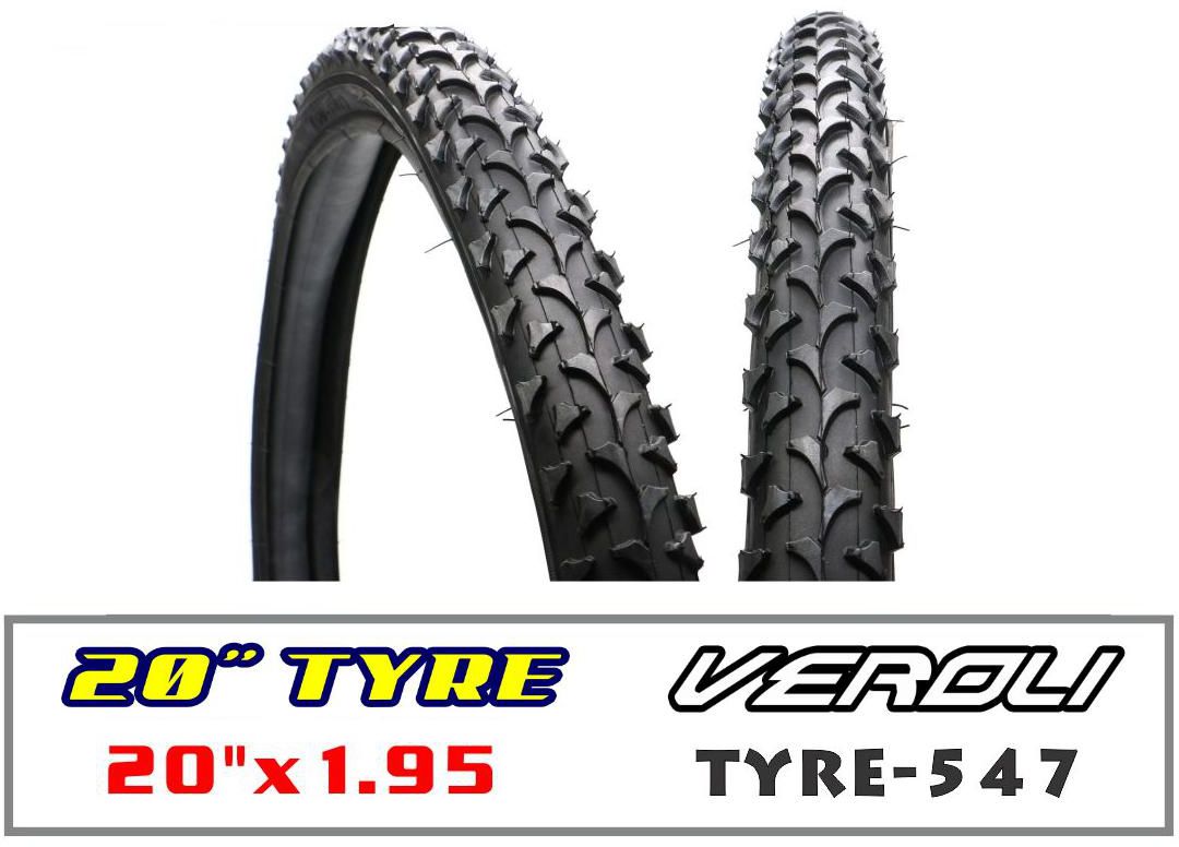Veroli Bicycle Tire Size 20" X 1.95 - 547 (Black)