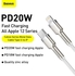 Baseus USB-C to Lightning Fast Charging Data Transfer Cable Type-C PD 20W Cafule Series Fast Power Delivery 2m White