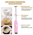 Milk Frother Coffee Frother, Electric Whisk Mini Handheld Kitchen Milk Shake Egg Coffee Mixer Stainless Steel Coffee Stirrer Battery Operated (Pink)