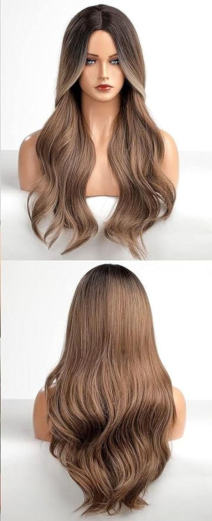 Long Curly Brown Synthetic Hair Wig For Women - Medium Hair Dye Heat Resistant Wig