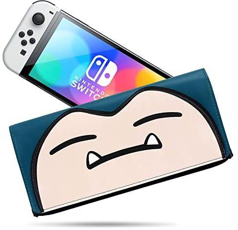 Case Compatible with Nintendo Switch Switch Case for Switch/Switch OLED, Protective Case Anti-Scratch Cute Leather Travel Carrying Clutch with Game Holder