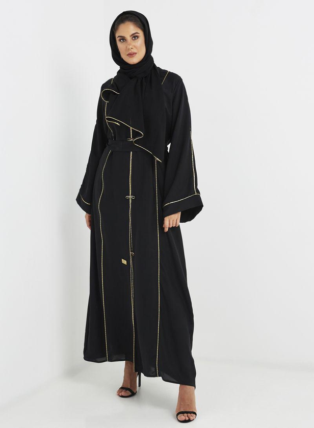 Rahaf Elegant Abaya For Women Black/Gold
