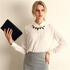 women pure color shirts turn-down collar chiffon blouse five colors five size white s