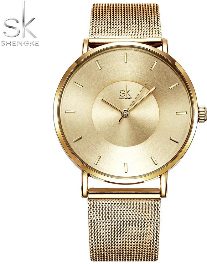 SK Fashion Lady Quartz Watch Simple Design Lady Watch Waterproof Female Wristwatch Fine Steel Strap Watch for Valentine Gift