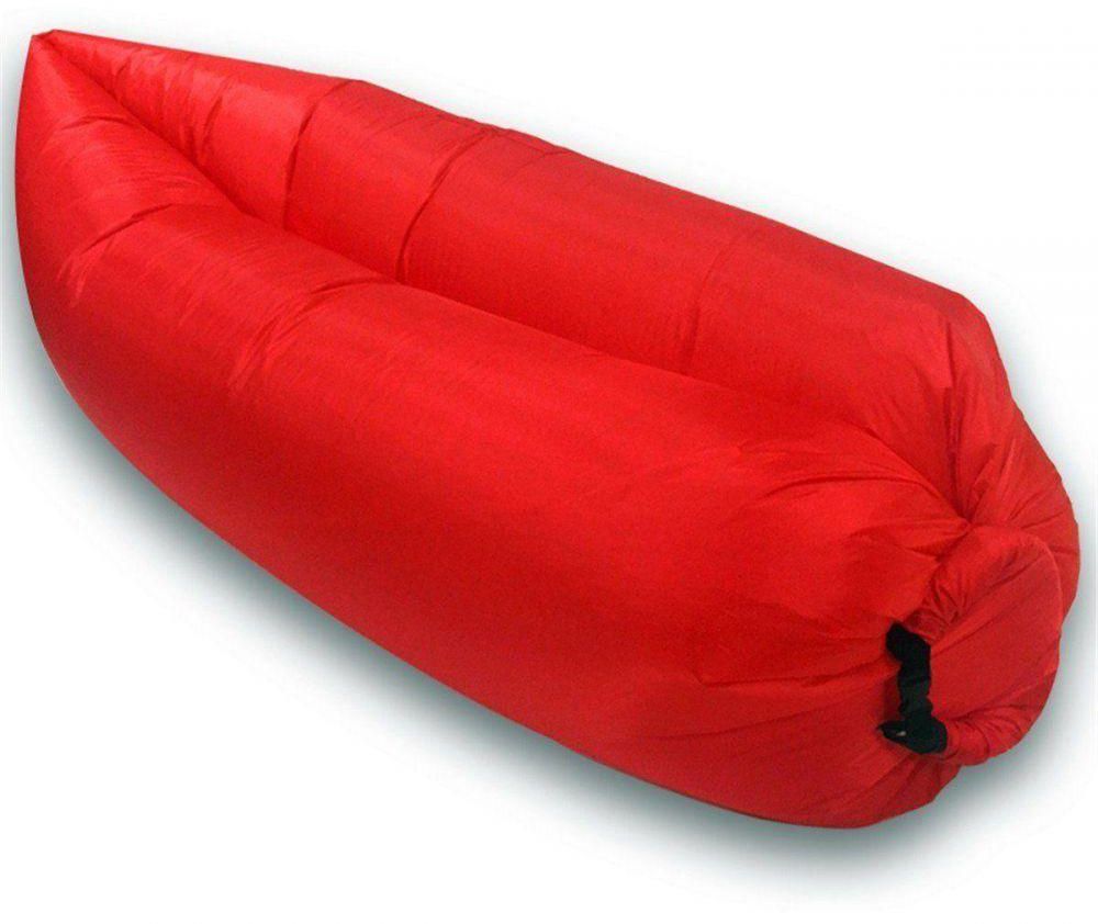 Outdoor Hangout Fast Inflatable Sleeping Bed Sofa Camping Beach Lazy Air Bag Red