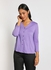 Women's Casual V Neck Long Sleeve Solid Shirt Purple