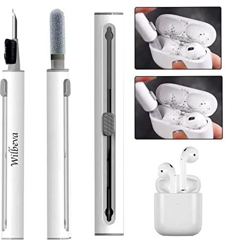 Wilbeva 2022 cleaner kit for airpods, bluetooth earbuds cleaning pen for airpods pro 1 2 3 samsung mi android earbuds, 3 in 1 compact multifunctional headphones case cleaning tools, Wireless