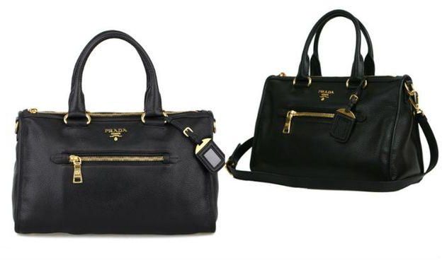 PRADA Leather Bag For Women , Black - Tote Bags